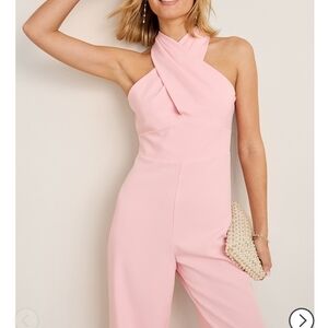 Francesca's Collections Blush Halter Jumpsuit